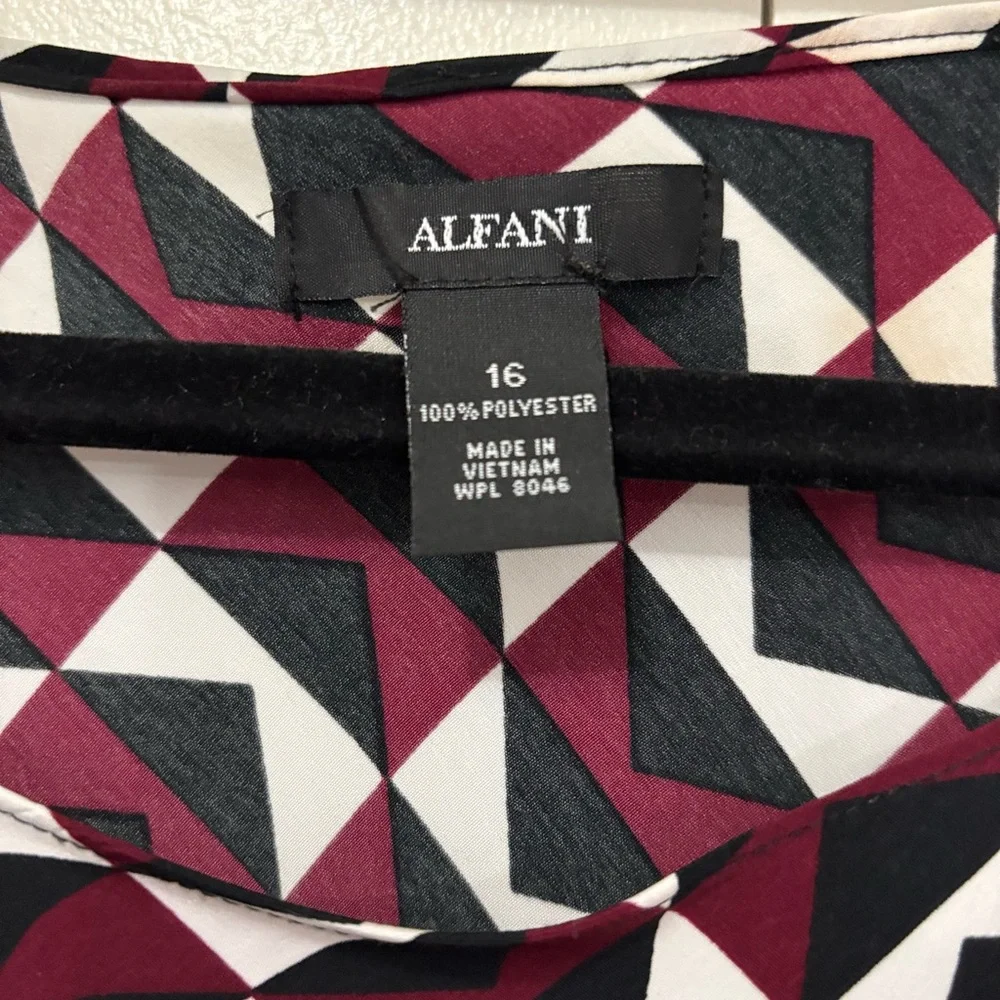 Alfani burgandy  and Black Graphic Asymmetrical Tunic - Picture 3 of 4